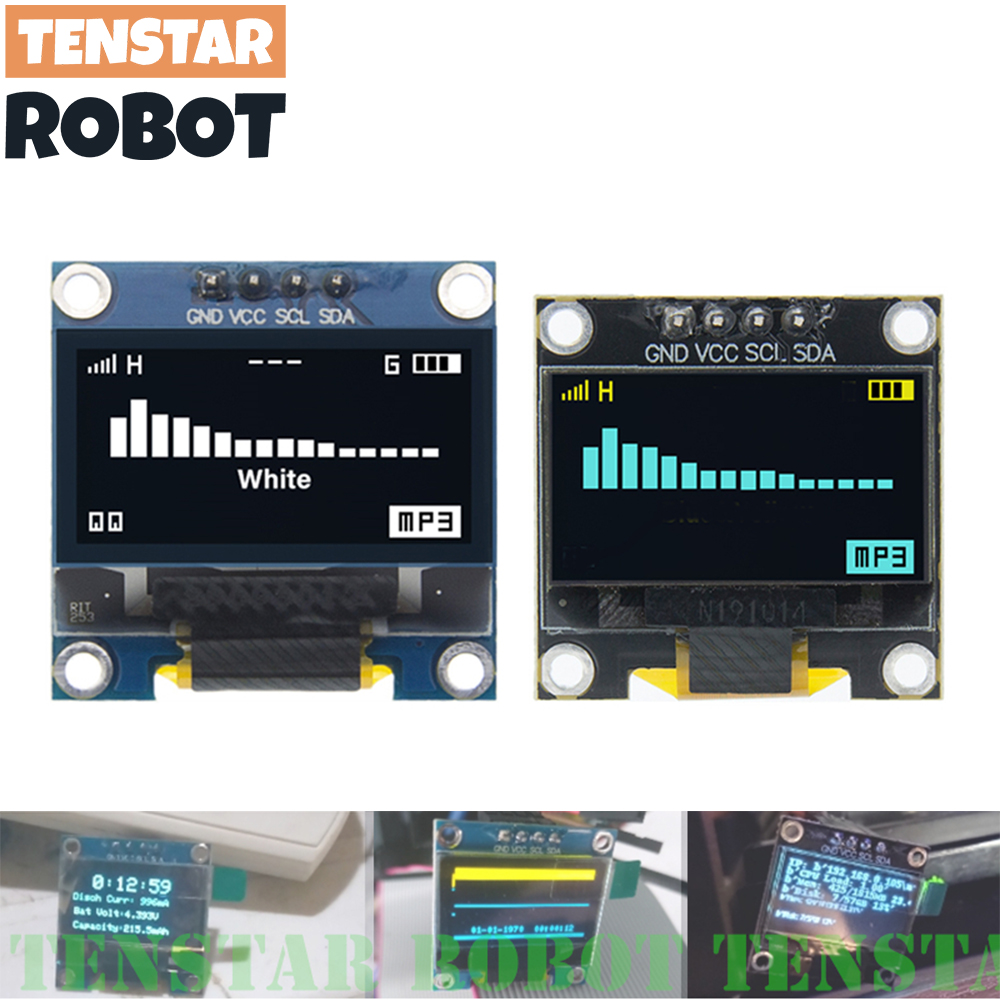 Oled Display 0.96 - TENSTAR 0,96 cala OLED SSD1306 biały/niebieski/żółty