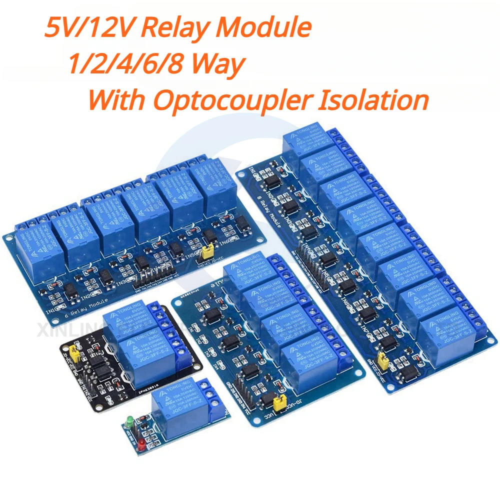 Relay Module 1 Channel - Moduł przekaźnikowy 5/12V 1/2/4/6/8 kanałowy z